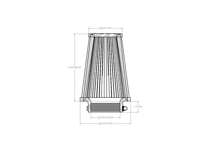 aFe Universal Clamp-On Air Filter w/ D2 Dura-Dry Media - 21-35008V
