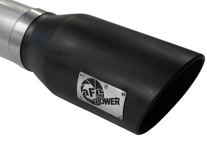aFe Large Bore-HD 5 IN 409 Stainless Steel DPF-Back Exhaust System w/Black Tip - Ford 2015-2016 6.7L