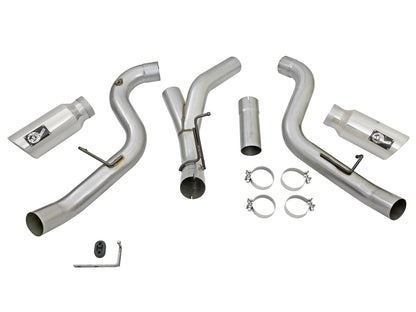 aFe Large Bore-HD 4 IN 409 Stainless Steel DPF-Back Exhaust System w/Polished Tip - Chevy/GMC 2016 6.6L