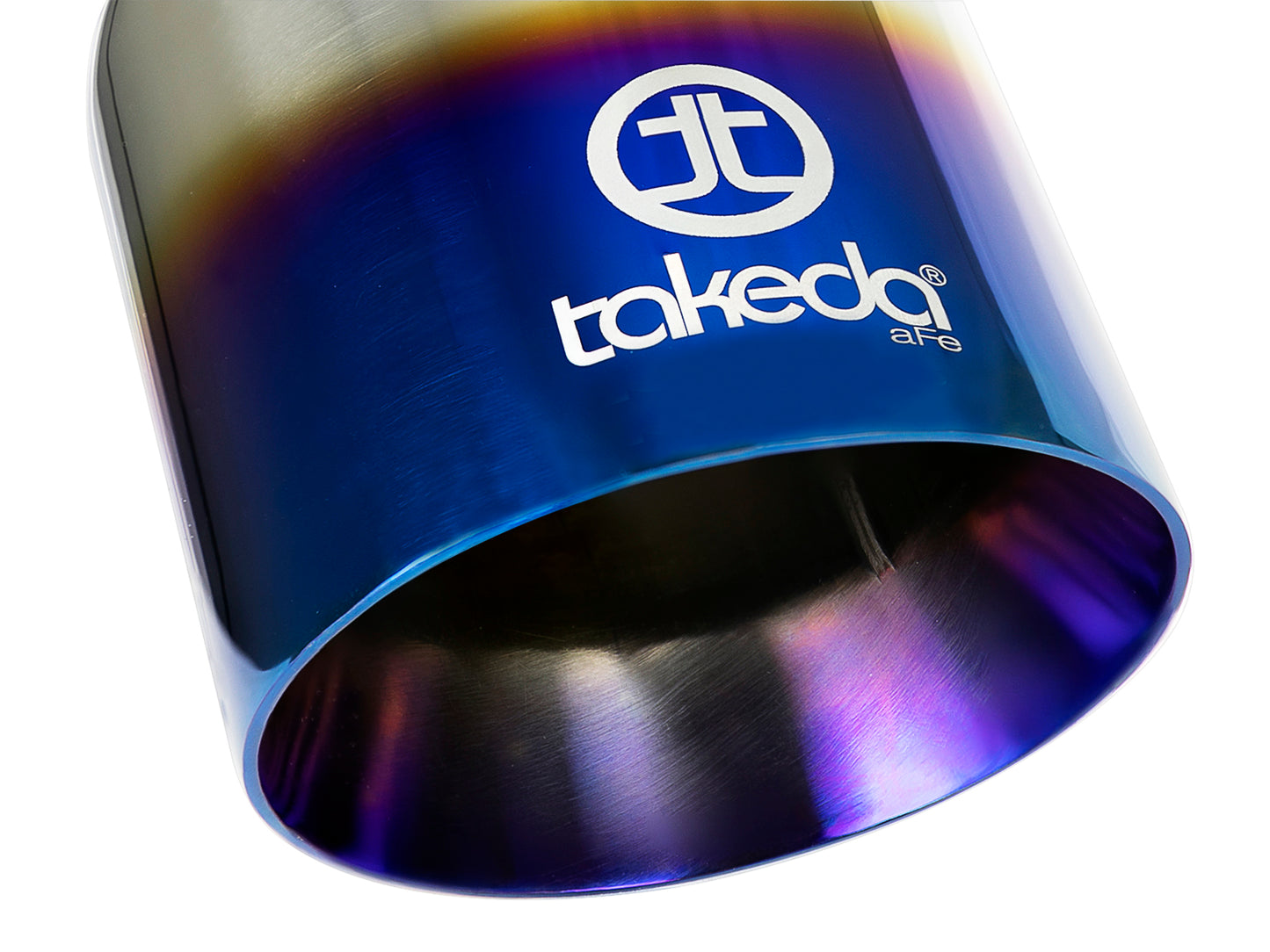 aFe Takeda 304 Stainless Steel Clamp-on Exhaust Tip Blue Flame - Rear, Edge Type Rolled