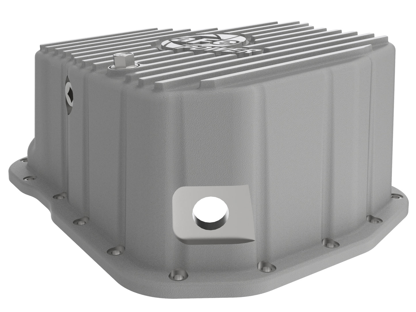aFe Street Series Engine Oil Pan Raw w/ Machined Fins - Chevy/GMC 2011-2016 6.6L - Capacity 11, Height 5.96 in