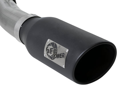 aFe Large Bore-HD 4 IN 409 Stainless Steel Turbo-Back Exhaust System w/ Black Tip