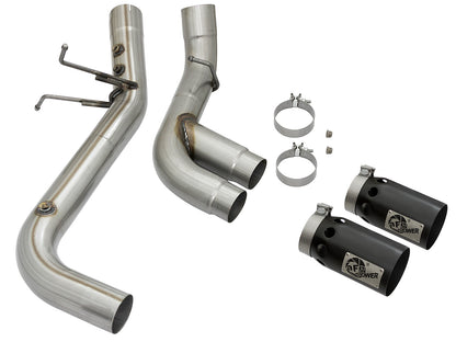 aFe Rebel XD Series 4 IN 409 Stainless Steel DPF-Back Exhaust w/Dual Black Tips - Chevy/GMC 2017-2019 6.6L
