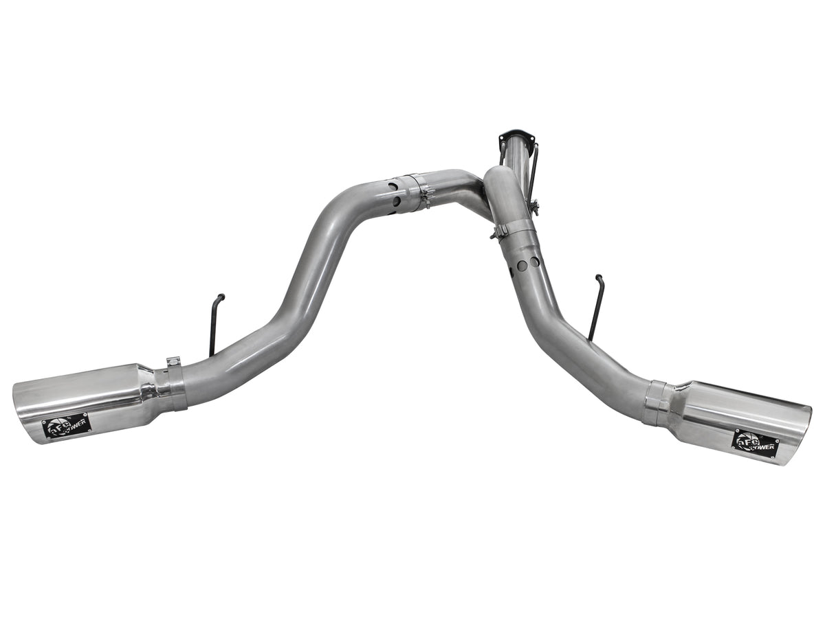 aFe Large Bore-HD 4 IN 409 Stainless Steel DPF-Back Exhaust System w/Polished Tip - Ford 2011-2014 6.7L