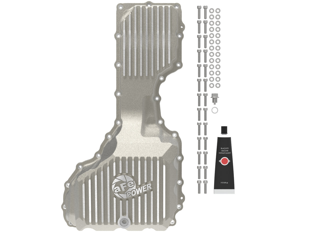 aFe Street Series Engine Oil Pan Raw w/ Machined Fins - Chevy/GMC 2017-2019 6.6L