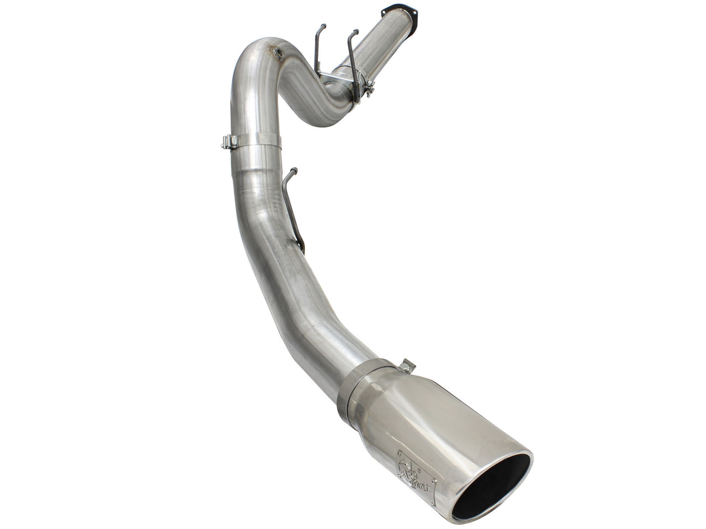 aFe Large Bore-HD 5 IN 409 Stainless Steel DPF-Back Exhaust System w/Polished Tip - Ford 2015-2016 6.7L