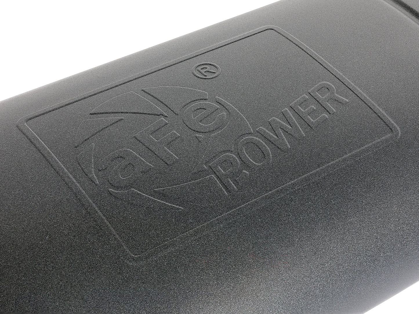 aFe MACH Force-Xp 409 Stainless Steel Muffler w/ High-Temp Metallic Black finish - Body Height 5 in, Body Length 22 in