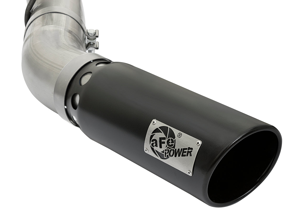 aFe Large Bore-HD 4 IN 409 Stainless Steel DPF-Back Exhaust System w/Black Tip - Chevy/GMC 2017-2019 6.6L