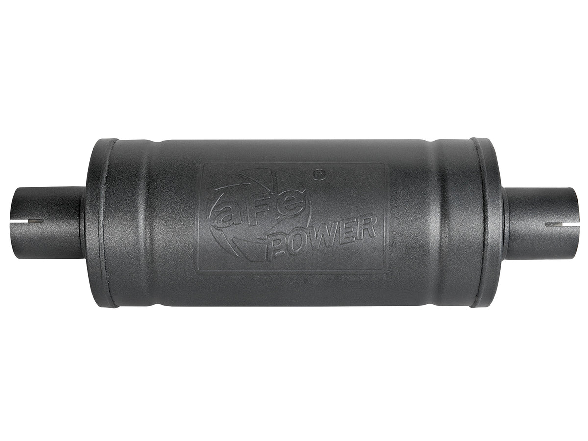 aFe MACH Force-Xp 409 Stainless Steel Muffler w/ High-Temp Metallic Black finish - Body Height 6 in, Body Length 14 in
