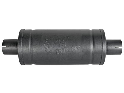 aFe MACH Force-Xp 409 Stainless Steel Muffler w/ High-Temp Metallic Black finish - Body Height 6 in, Body Length 14 in