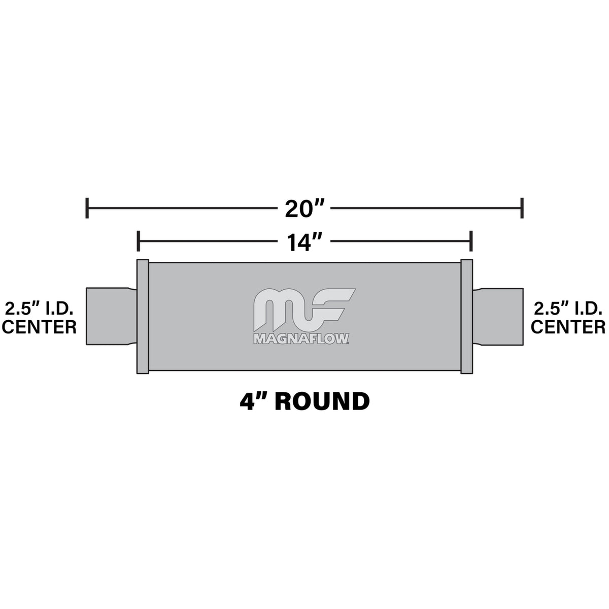 MagnaFlow 2.5 in/2.5 in Center/Center; 4 in x 14 in x 4 in Body Muffler 10416
