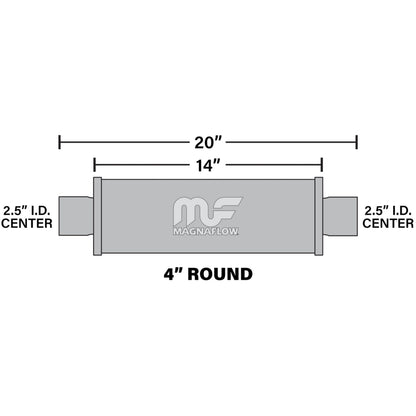 MagnaFlow 2.5 in/2.5 in Center/Center; 4 in x 14 in x 4 in Body Muffler 10416