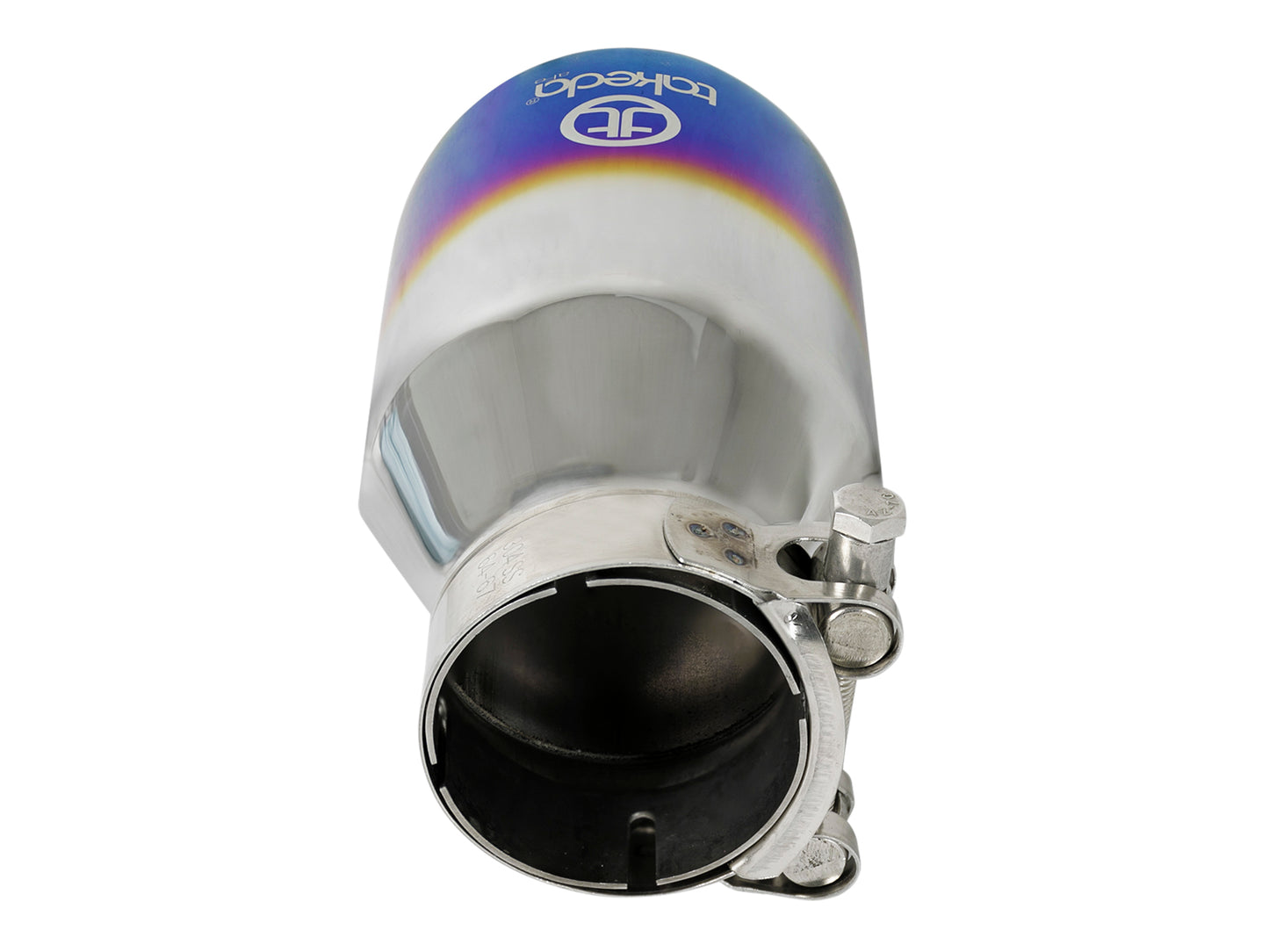 aFe Takeda 304 Stainless Steel Clamp-on Exhaust Tip Blue Flame - Rear, Edge Type Rolled
