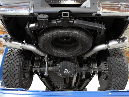 aFe Large Bore-HD 4 IN 409 Stainless Steel DPF-Back Exhaust System w/Polished Tip - Ford 2015-2016 6.7L