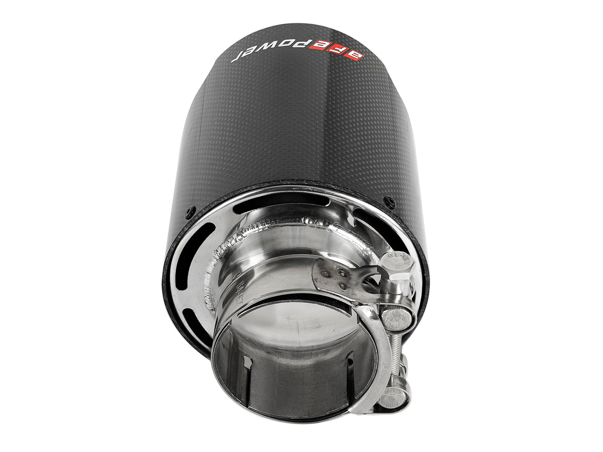 aFe MACH Force-Xp 304 Stainless Steel Clamp-on Exhaust Tip Carbon Fiber - Carbon Fiber, Outlet Inside Diameter 4.5 in